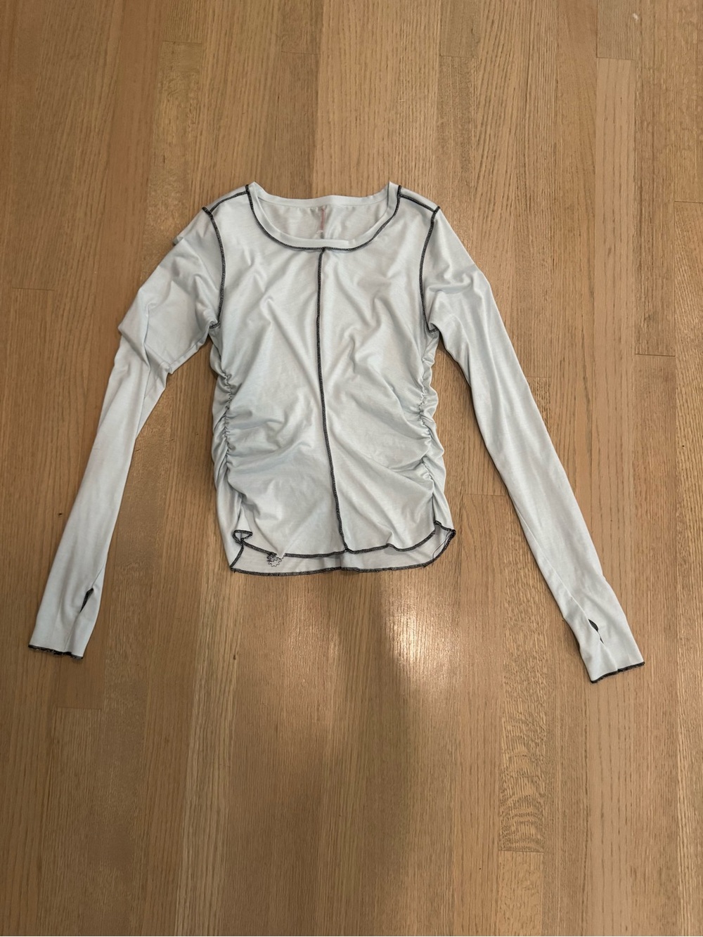 Free People White Long Sleeve Top with Black Contrast Seams